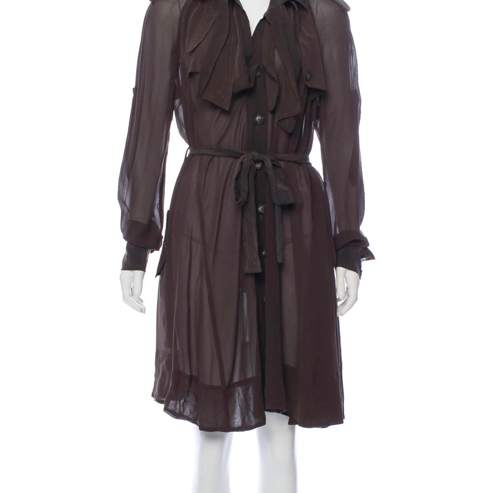 AllSaints 100% Silk Mini Shirt Dress - Brown (Used, Great Shape!)